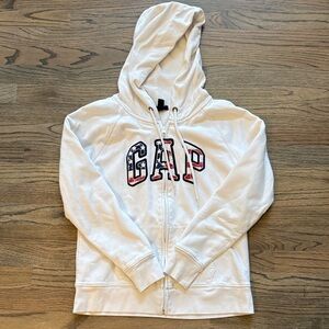 GAP White Hoodie with USA Flag Logo